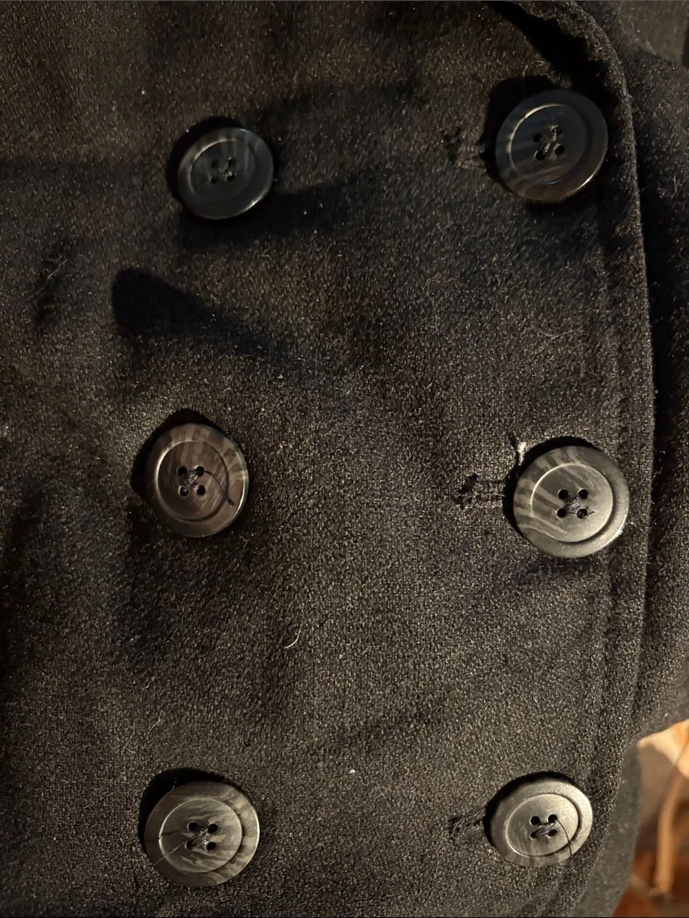 Old Navy Children’s wool Black Double-Breasted Pea Coat with Notched Collar